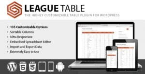 League Table - Table Plugin for WordPress 2.17
